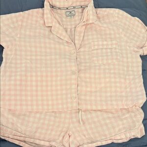 Petite Plume Light Pink Gingham Short Pajama Set